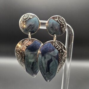 Artisan Silver and Blue Dangle Earrings